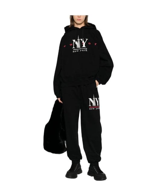 Alexander Wang Black Logo Embroidered Hoodie