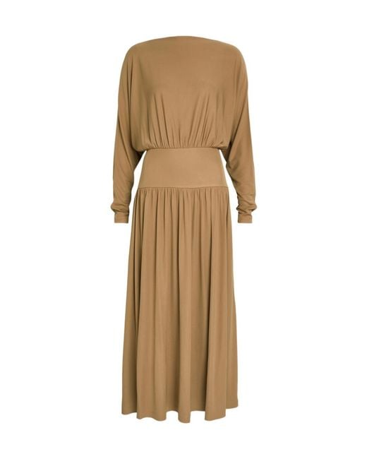 Totême Natural Gathered Crepe-Jersey Midi Dress