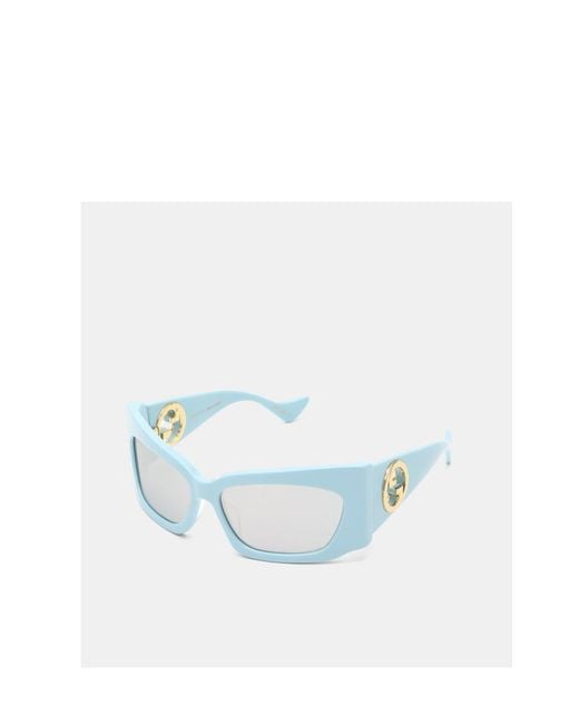 Gucci White Eyewear Interlocking G Square Frame Sunglasses