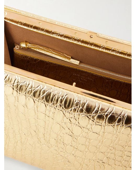 Dries Van Noten Natural Metal Crocodile-Patterned Leather Shoulder Bag
