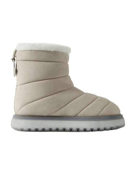 Moncler Gray Hermosa Shearling-Lined Suede Ankle Boots