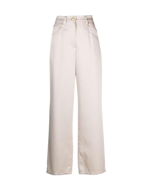 Brunello Cucinelli White High-Waisted Wide-Leg Trousers