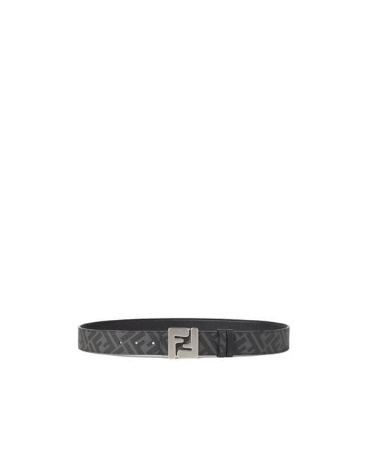 Fendi White Ff Squared Reversible Belt for men