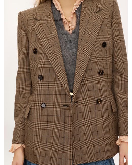 Chloé Brown Chloé Checked Double-Breasted Blazer