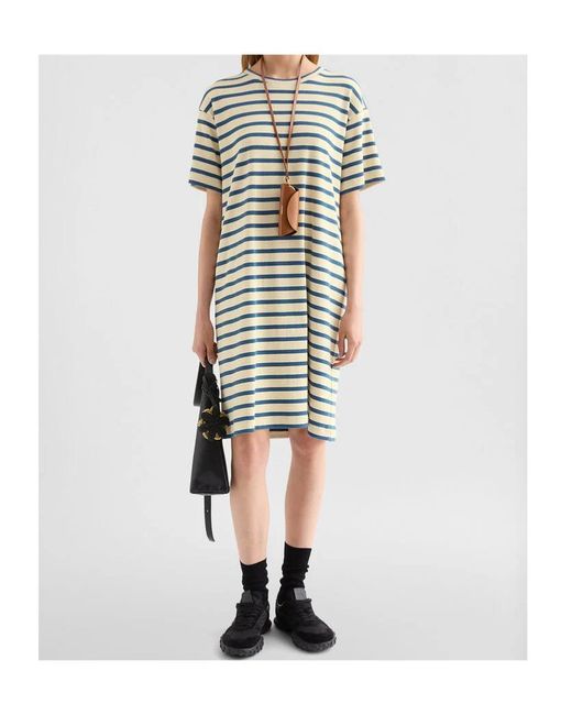 Jil Sander Gray Cotton Crew-Neck Dress