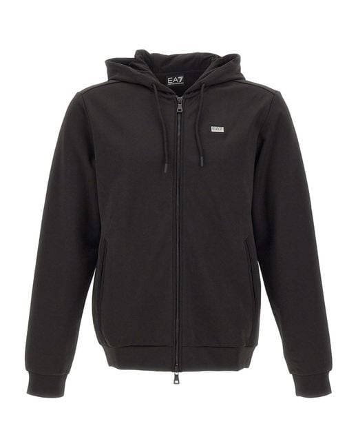 EA7 Gray Hooded Zip-Up Sweatshirt for men