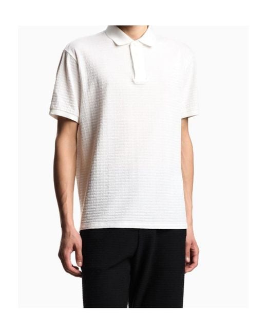 Emporio Armani White Short-Sleeve Polo Shirt for men