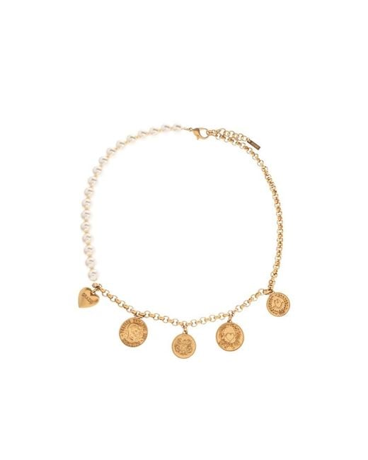 Moschino Metallic Pendants Detailed Necklace