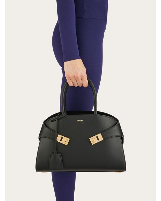 Ferragamo Black Hug Logo Printed Tote Bag