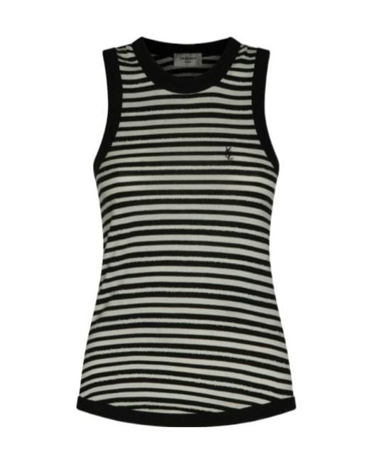 Saint Laurent Black Striped Logo Tank Top
