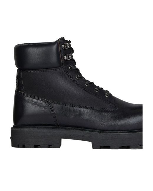 Givenchy Black Lace-Up 4G Logo Debossed Ankle Boots for men