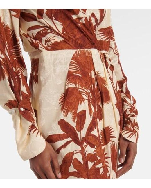 Johanna Ortiz White Unmooring Tie-Neck Printed Maxi Dress