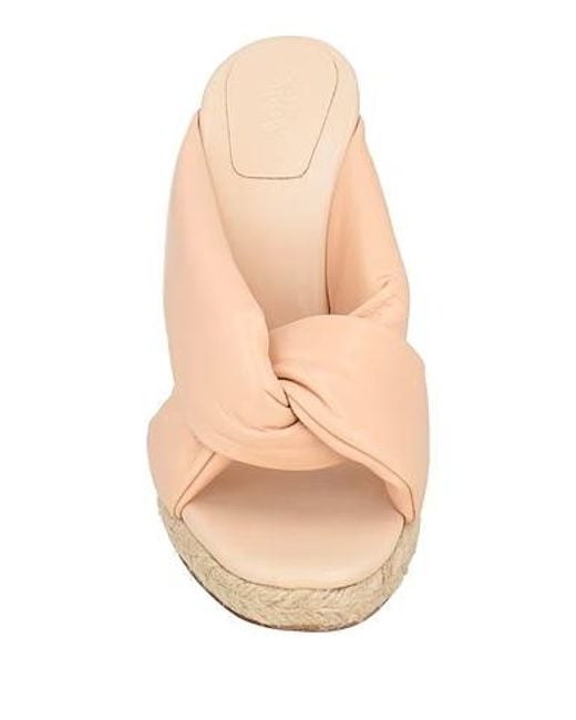 Chloé Natural Round-Toe Wedge Leather Sandals