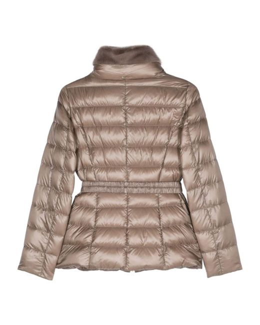 Herno Brown High Neck Belted Puffer Jacket