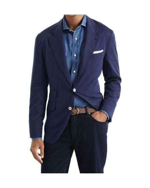 Brunello Cucinelli Blue Single-Breasted Blazer for men
