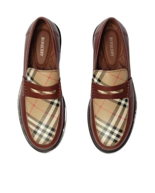 Burberry Brown Leather Pembroke Loafers for men