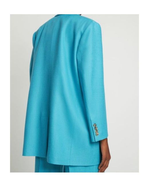 GIUSEPPE DI MORABITO Blue Textured Wool Oversize Blazer