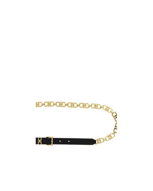 Ferragamo White Ferragamo Gancini Chain Belt