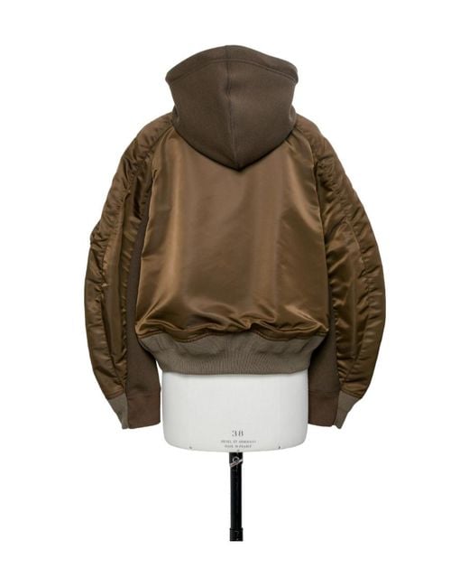 Sacai Brown Hooded Sleeve Sweatshirt