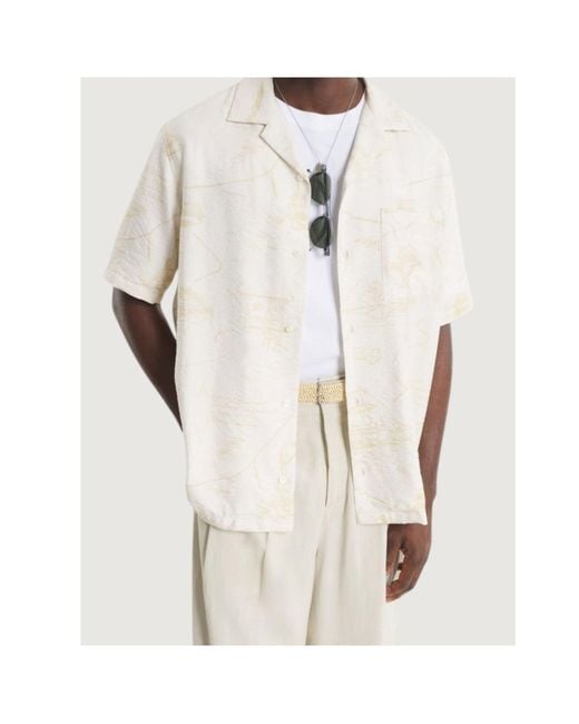 Maison Kitsuné White Maison Kitsuné Parisian Map Resort Shirt for men