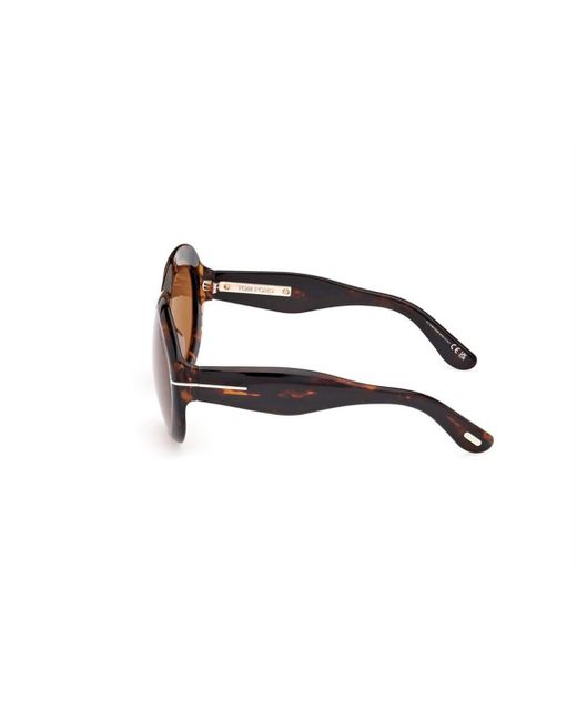 Tom Ford Brown Eyewear Round-Frame Sunglasses