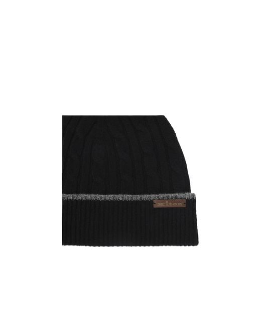 Kiton Black Knitted Brimless Hat for men