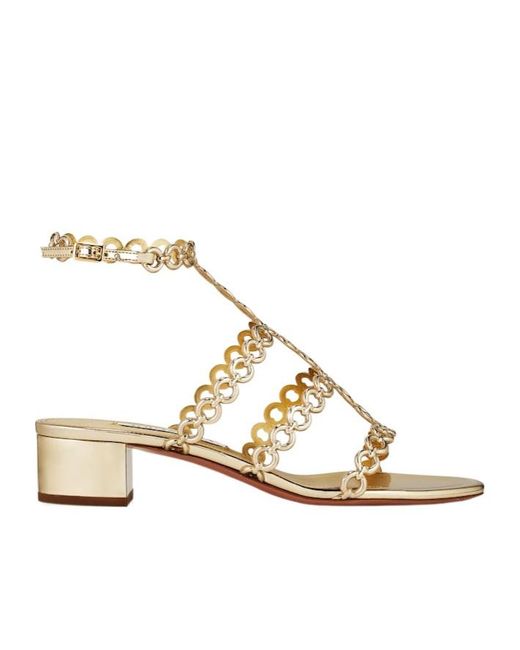 Aquazzura Metallic Infinity Chain Sandals