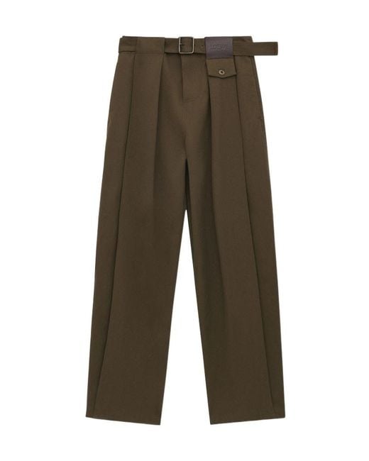 Loewe Green Cotton And Silk Straight-Leg Trousers