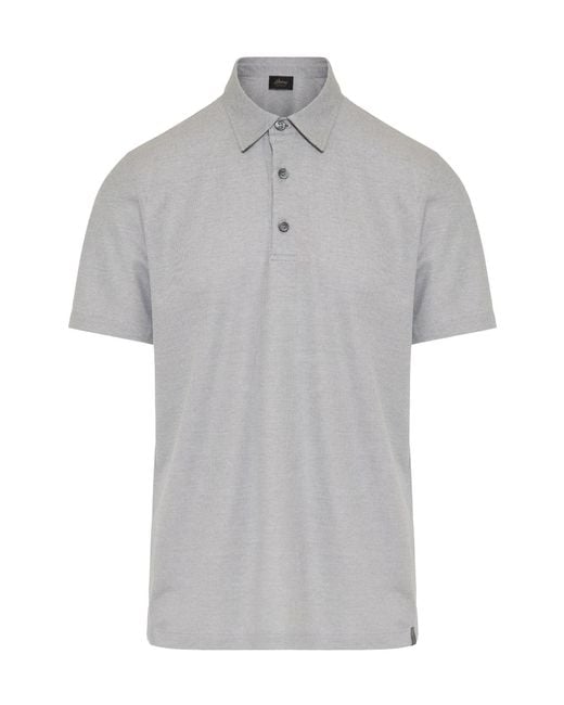 Brioni Gray Buttoned Polo Shirt for men