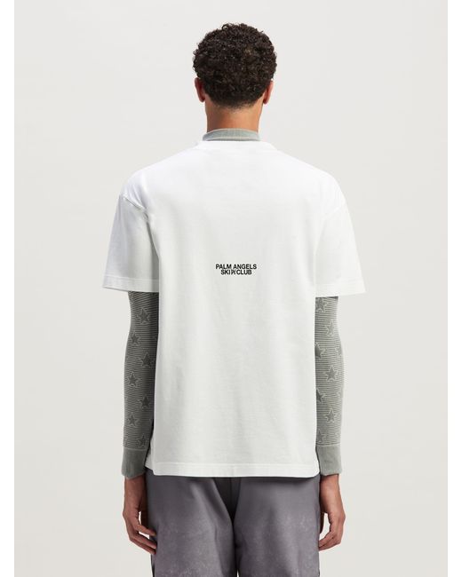Palm Angels White Ski Club Graphic Printed T-Shirt for men