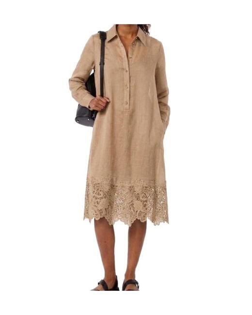 Max Mara Natural Collared Long-Sleeved Dress