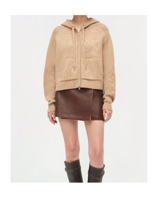 Jonathan Simkhai Brown Dakota Wool Cropped Hoodie