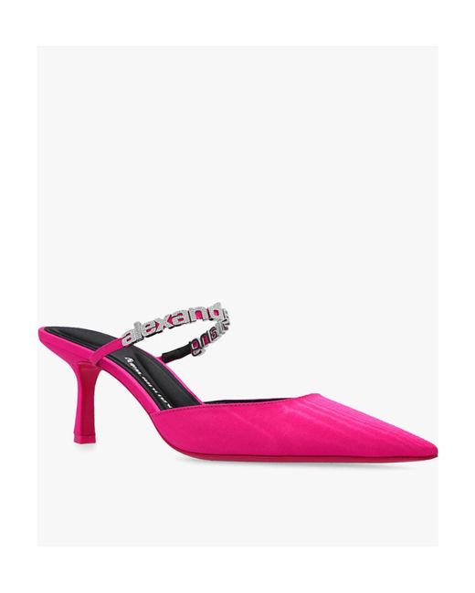 Alexander Wang Pink Delphine 65Mm Embellished Mules