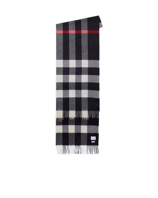 Burberry Blue Checked Fringed-Edge Scarf for men