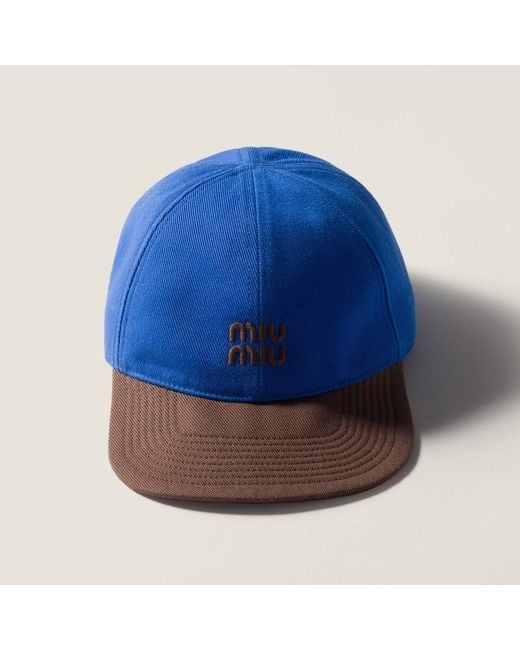 Miu Miu Blue Logo-Embroidered Two-Toned Baseball Cap