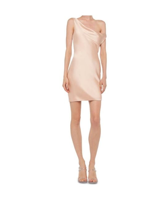 Norma Kamali Pink Satin-Finish Mini Dress