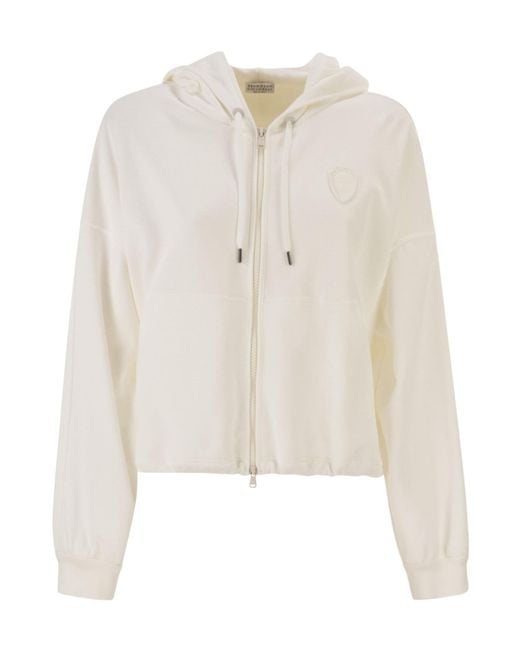 Brunello Cucinelli White Logo Patch Hoodie