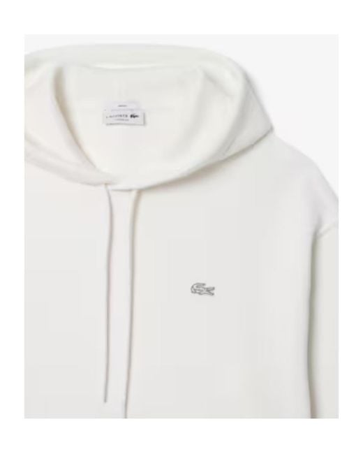 Lacoste White Logo-Embroidered Hoodie for men