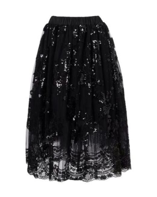 Simone Rocha Black Sequined Midi Skirt