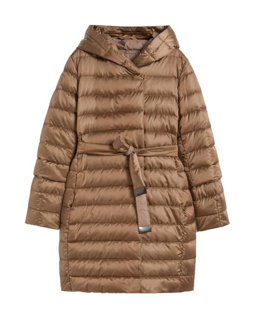 Max Mara Brown The Cube Novef Quilted Down Coat