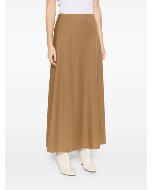 Alberta Ferretti Natural High-Waisted Midi Skirt