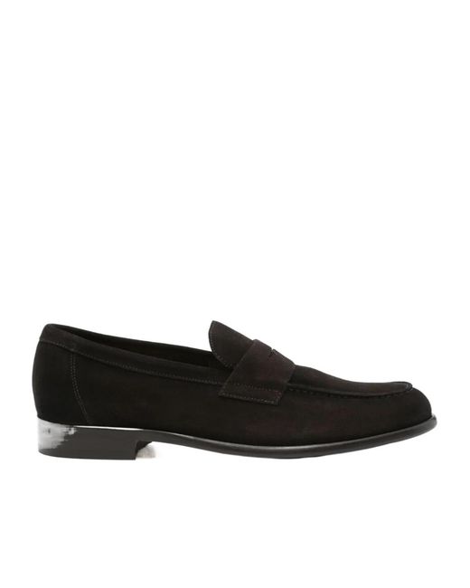 Doucal's Black Round Toe Loafers for men