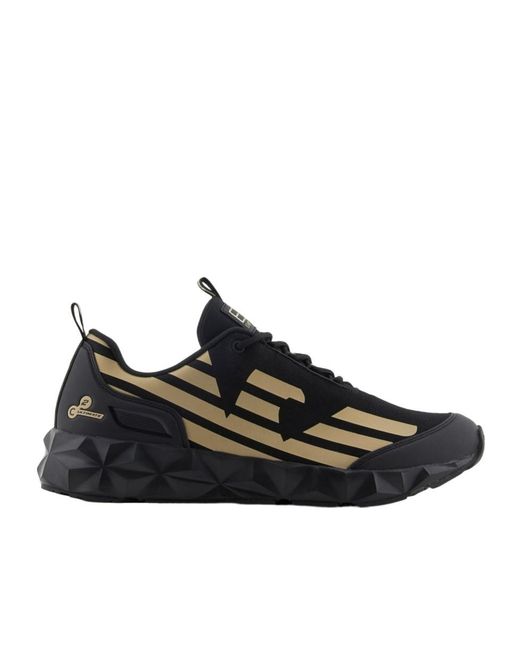 EA7 Black Logo-Print Sneakers for men