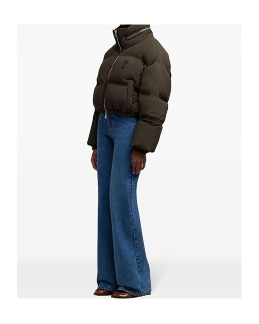 AMI Brown Zipped Puffer Jacket