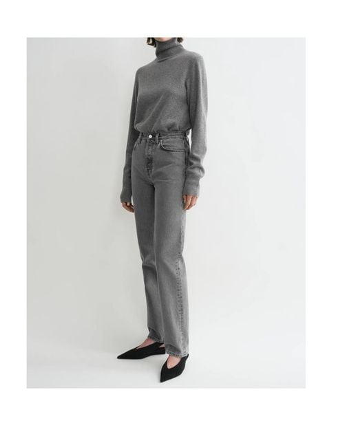 Totême Gray Mid-Rise Straight-Leg Jeans