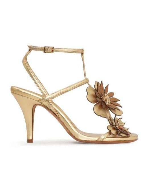 Zimmermann Metallic Belara Floral Heeled Sandals