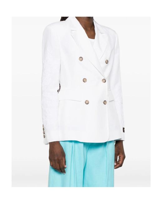 ERMANNO FIRENZE White Double-Breasted Blazer