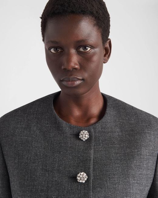 Prada Black Button-Embellished Cropped Jacket