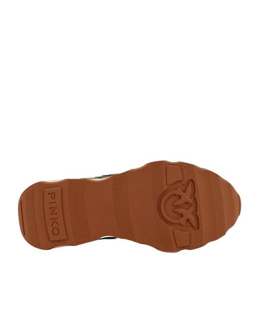 Pinko Brown Zoe 01 Leather Low-Top Sneakers