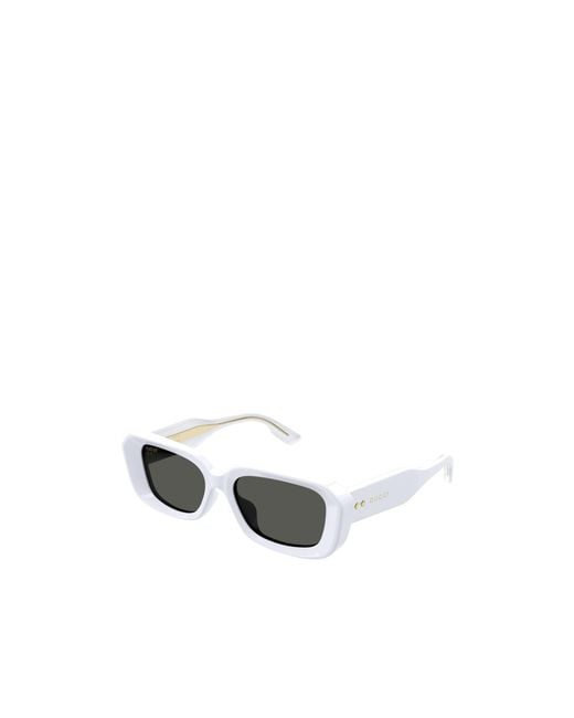 Gucci White Eyewear Rectangle Frame Sunglasses